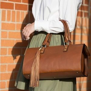 Kelly-Tooke, the Soho Leather Barrel Tassel Satchel Bag